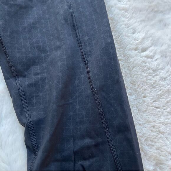 Lululemon Runday 7/8 Tri Geo Embossed Leggings Black Zippers Workout 2 - Picture 8 of 16